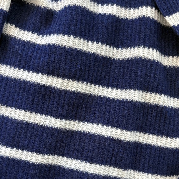 NWT Vineyard Vines 100% Cashmere Rib Open Front Navy and White Striped Cardigan - Picture 5 of 7